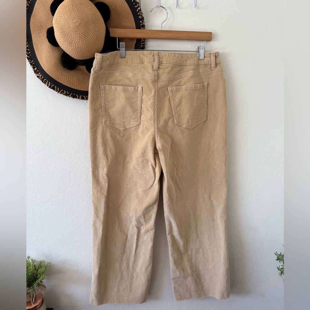 Oliver Logan Aberdeen Tan Wide Leg Crop Corduroy Pants Size 33 - Picture 8 of 13